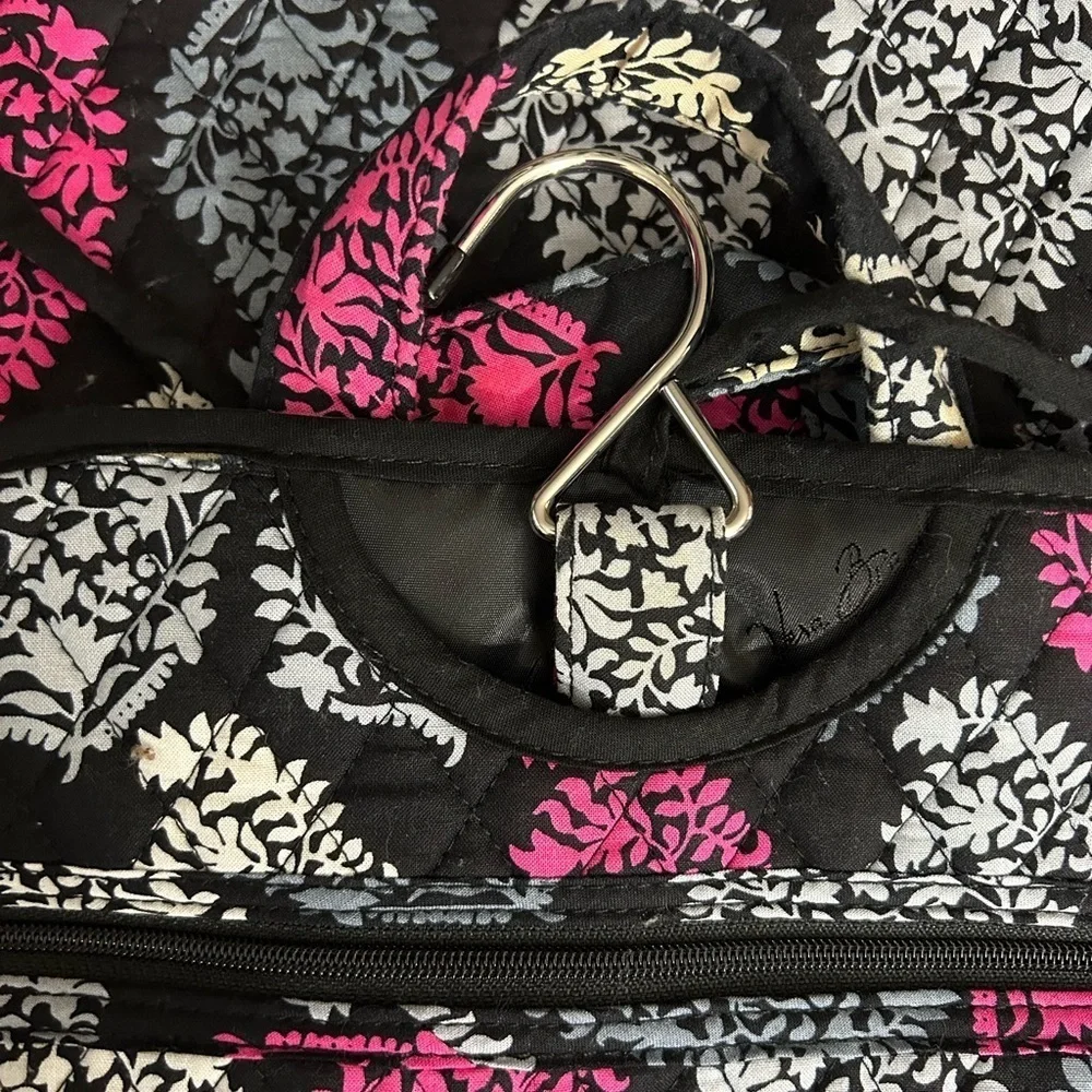 Vera Bradley black and pink foldable hanging cosmetic travel bag